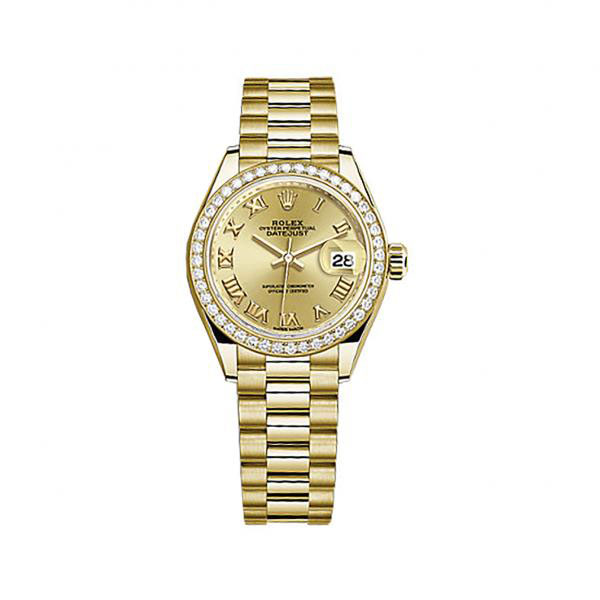 Rolex LadyDatejust Champagne Dial 18 Carat Yellow Gold President Watch 279138CRP