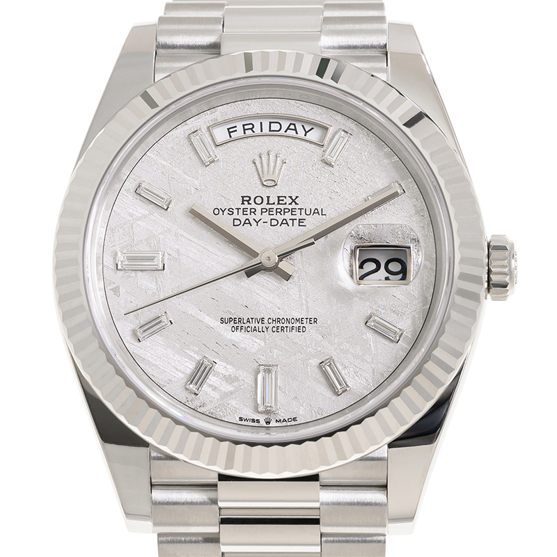 Rolex DayDate 40 Meteorite Diamond Dial Mens Platinum President Watch M2282360011