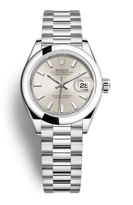 rolex ladydatejust silver dial automatic platinum president watch 279166ssp