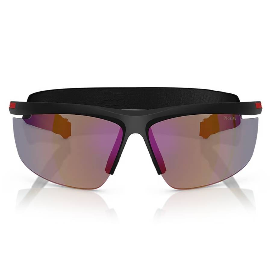 Prada Linea Rossa Man Sunglass PS A02S -  Frame color: Matte Black, Lens color: Dark Blue Mirror Violet