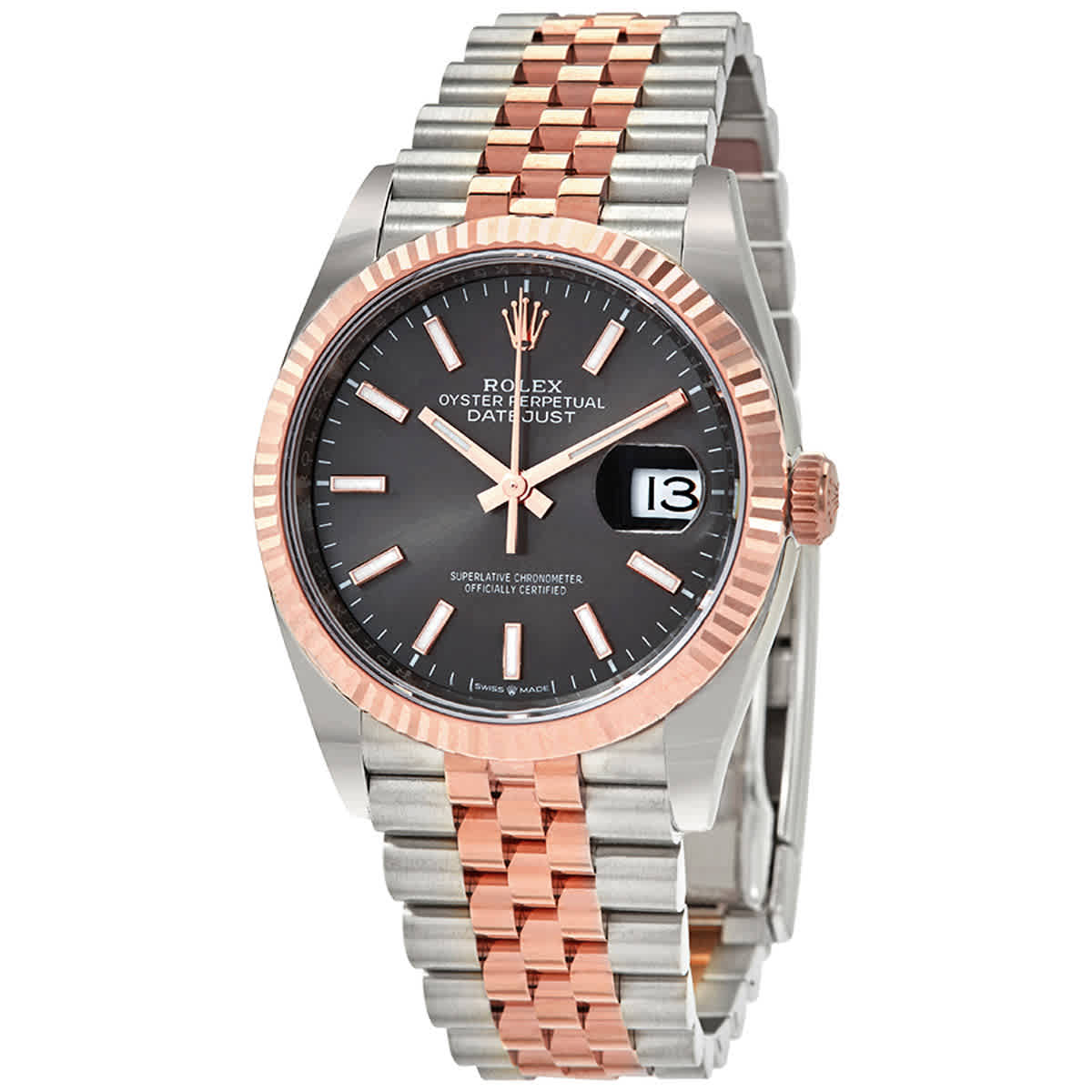 Rolex Datejust 36 Automatic Dark RhodiumDial Mens Steel and 18kt Everose Gold Jubilee Watch 126231DRSJ
