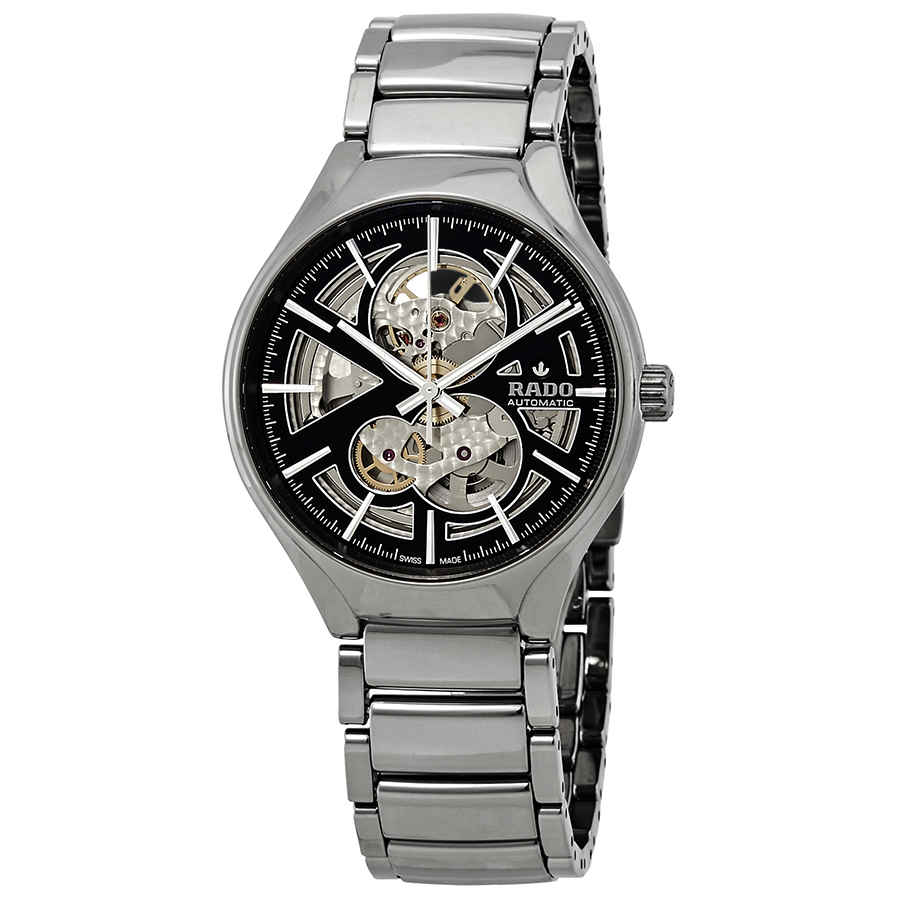 Мужские часы Rado True Automatic Open Heart с черным циферблатом и скелетоном R27510152