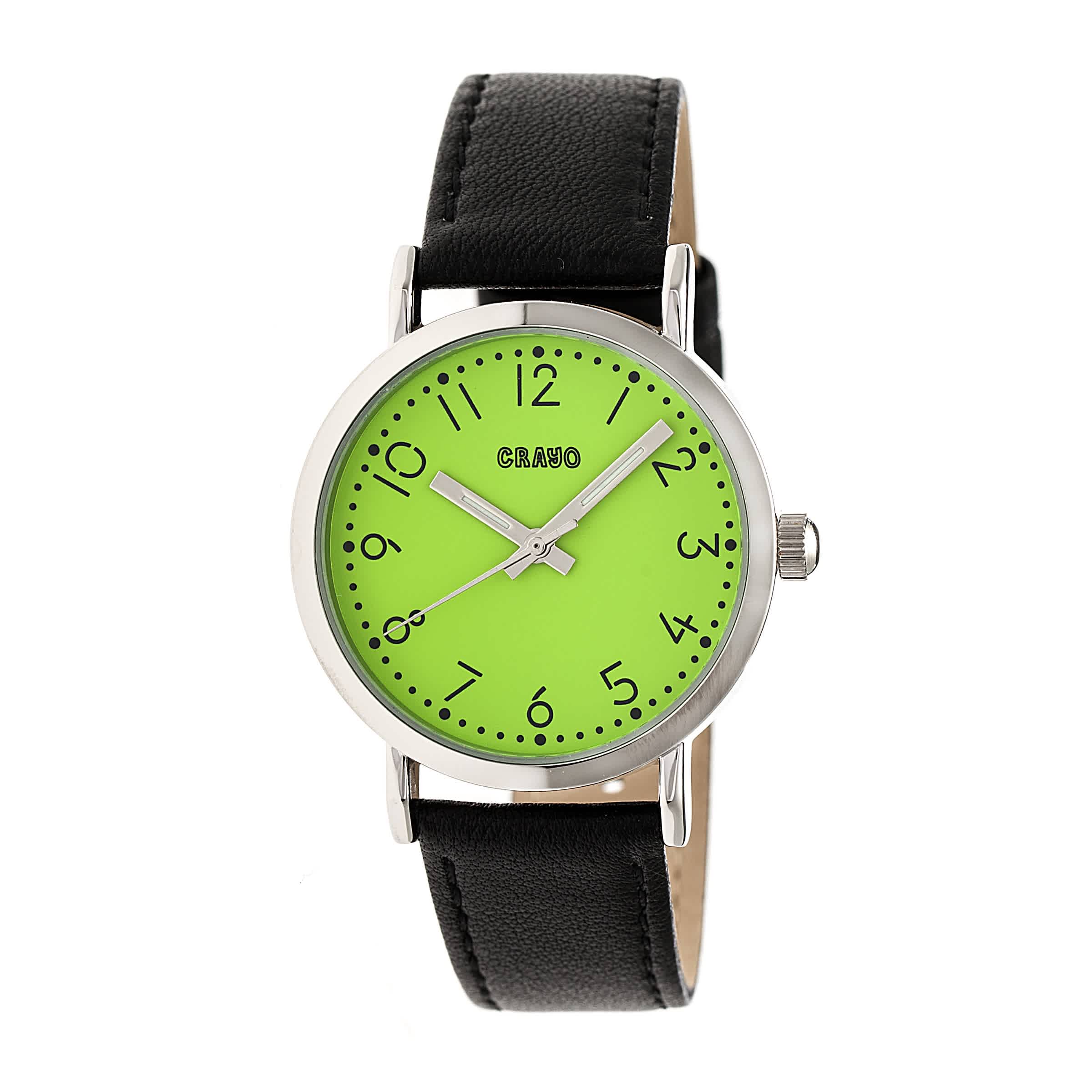 Crayo Pride Lime Dial Black Leather Watch CRACR3804