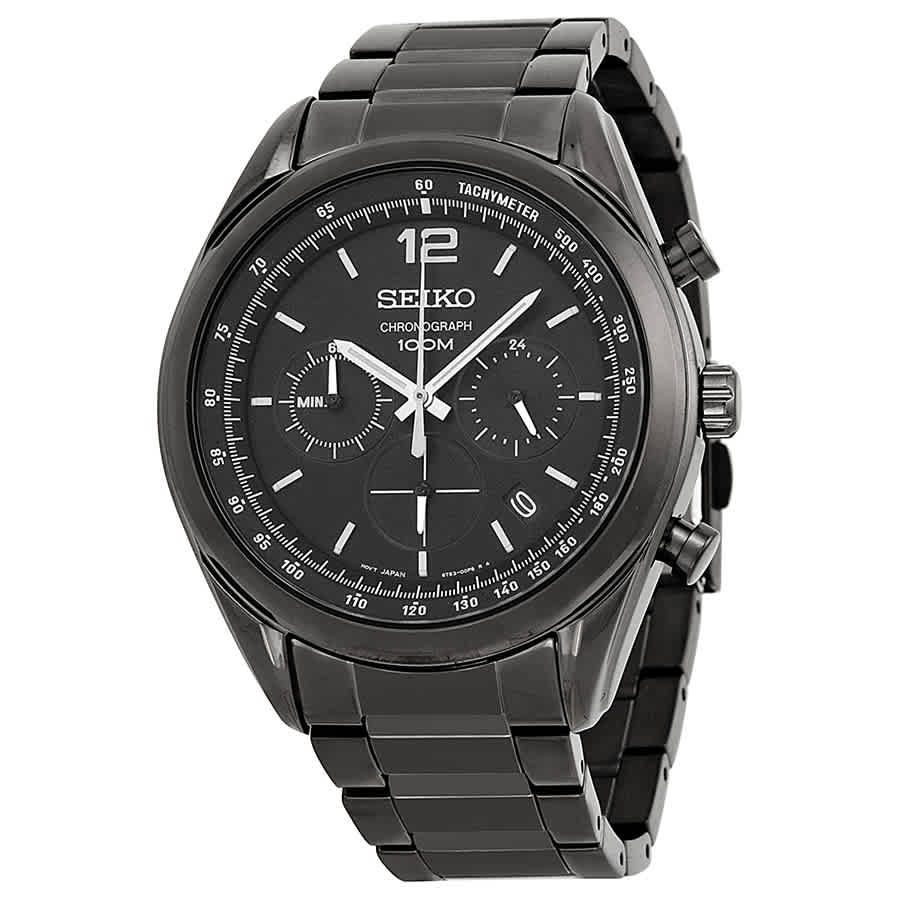 seiko chronograph black dial men's watch