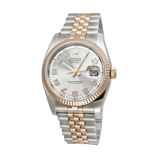 Rolex Oyster Perpetual Datejust 36 Silver Concentric Dial Stainless Steel and 18K Everose Gold Jubilee Bracelet Automatic Mens Watch 116231SCAJ