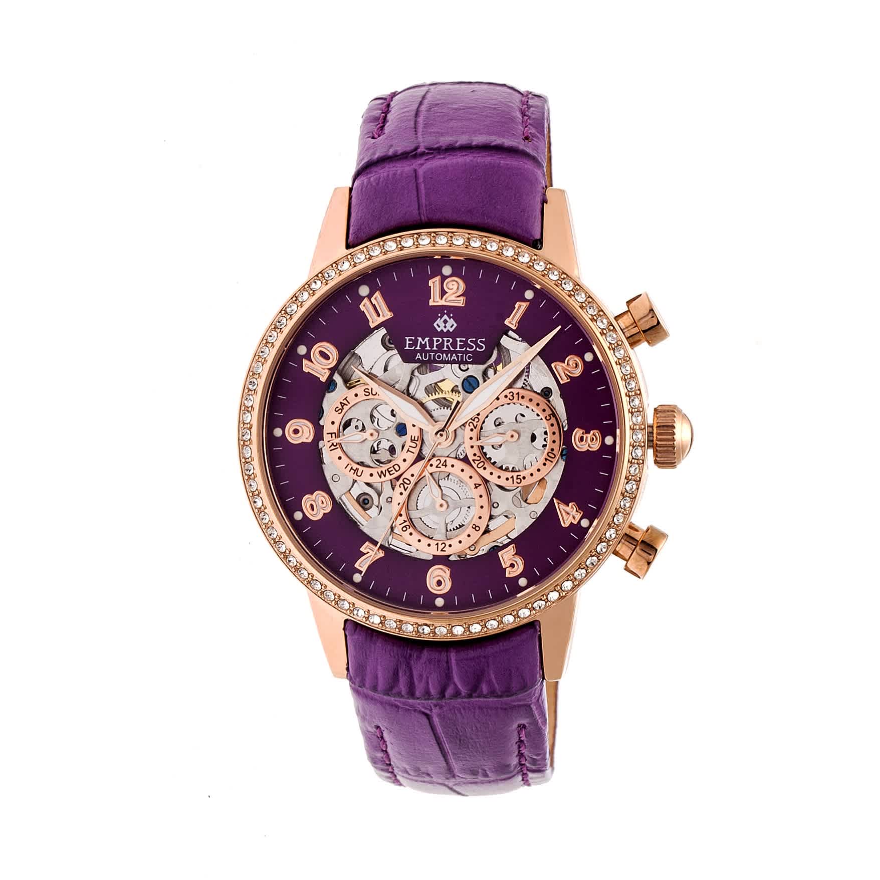 Empress Beatrice Automatic Crystal Purple Dial Ladies Watch EMPEM2006