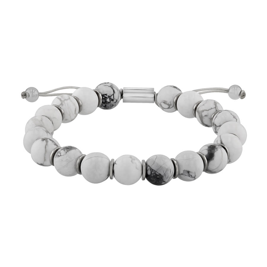 Robert Alton Stainless Steel Howlite Bead Bolo Bracelet