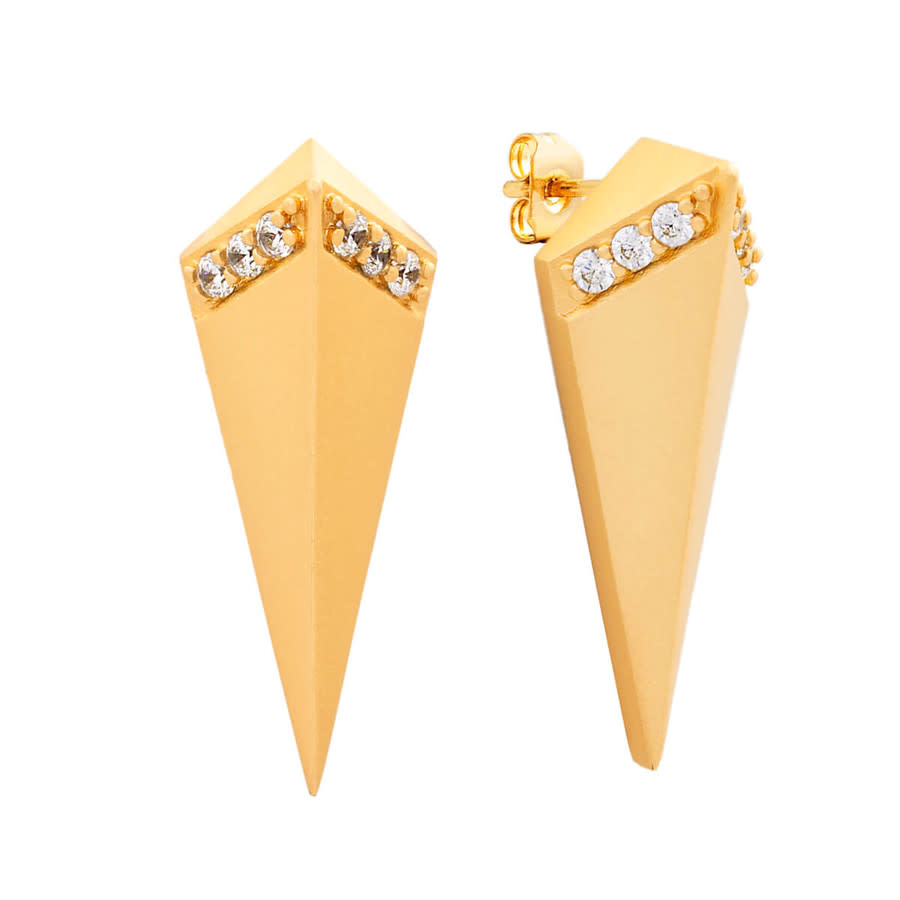 Sole du Soleil Lupine Collection Women's 18k YG Plated Satin Finish Prism Fashion Earring