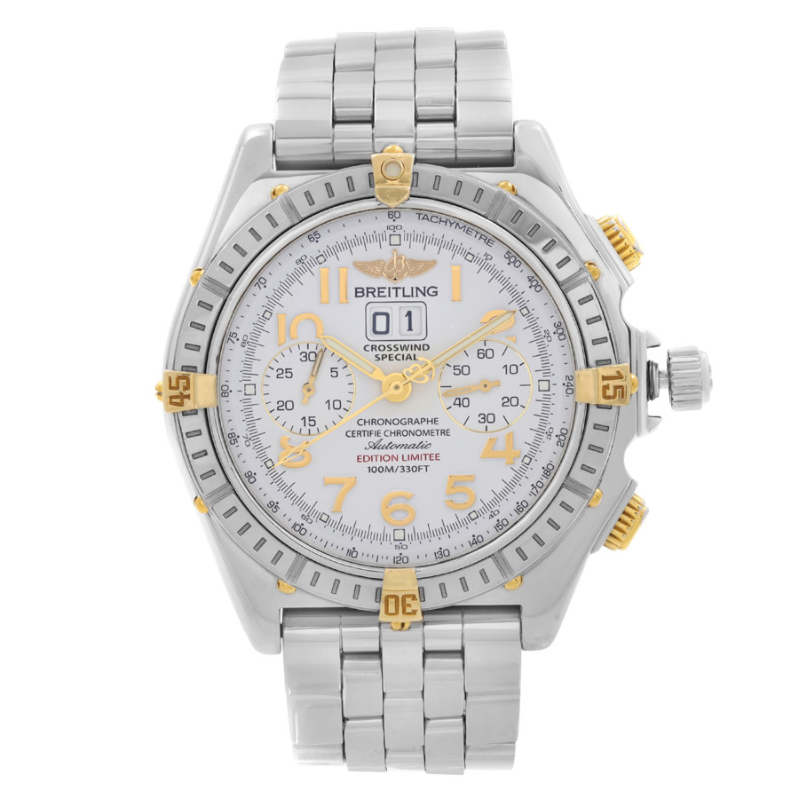 Preowned Breitling Breitling Crosswind Chronograph Automatic Chronometer White Dial Mens Watch B44356