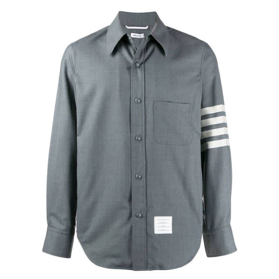 Thom Browne Medium Grey 4-Bar Wool Shirt Jacket, Brand Size 2 (Medium) - Bild 5 von 5