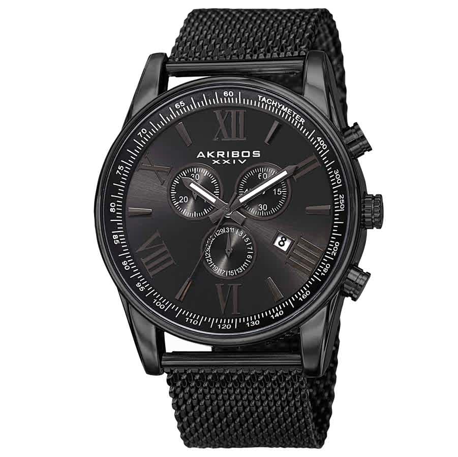 Akribos XXIV Chronograph Quartz Black Dial Mens Watch AK813BK 64$