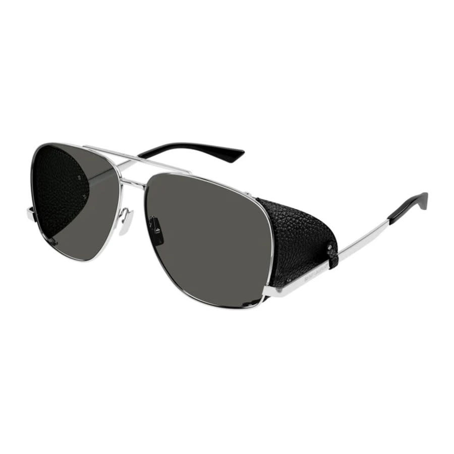 Saint Laurent Mens Black Aviator Sunglasses SL653LEONLEATHERSPOILER 001