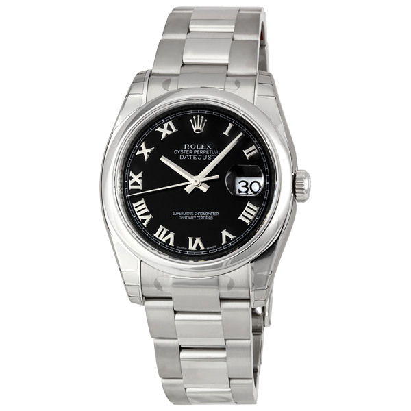 Preowned Rolex Datejust Black Dial Mens Watch 116200BKRO