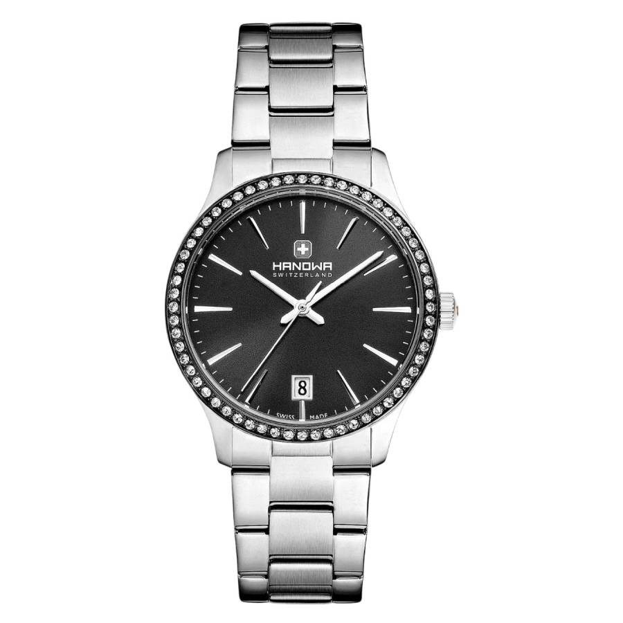 Hanowa Tresa Quartz Crystal Black Dial Ladies Watch HAWLH0001603