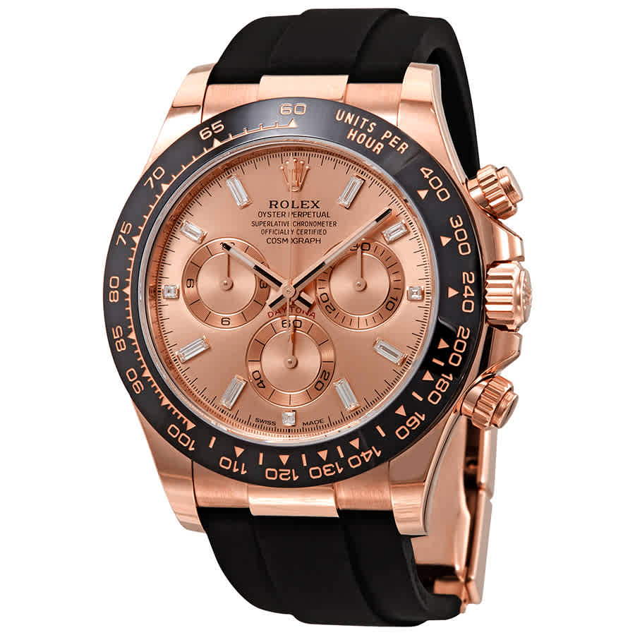 Rolex Cosmograph Daytona Pink Diamond Dial Mens Chronograph Oysterflex ...