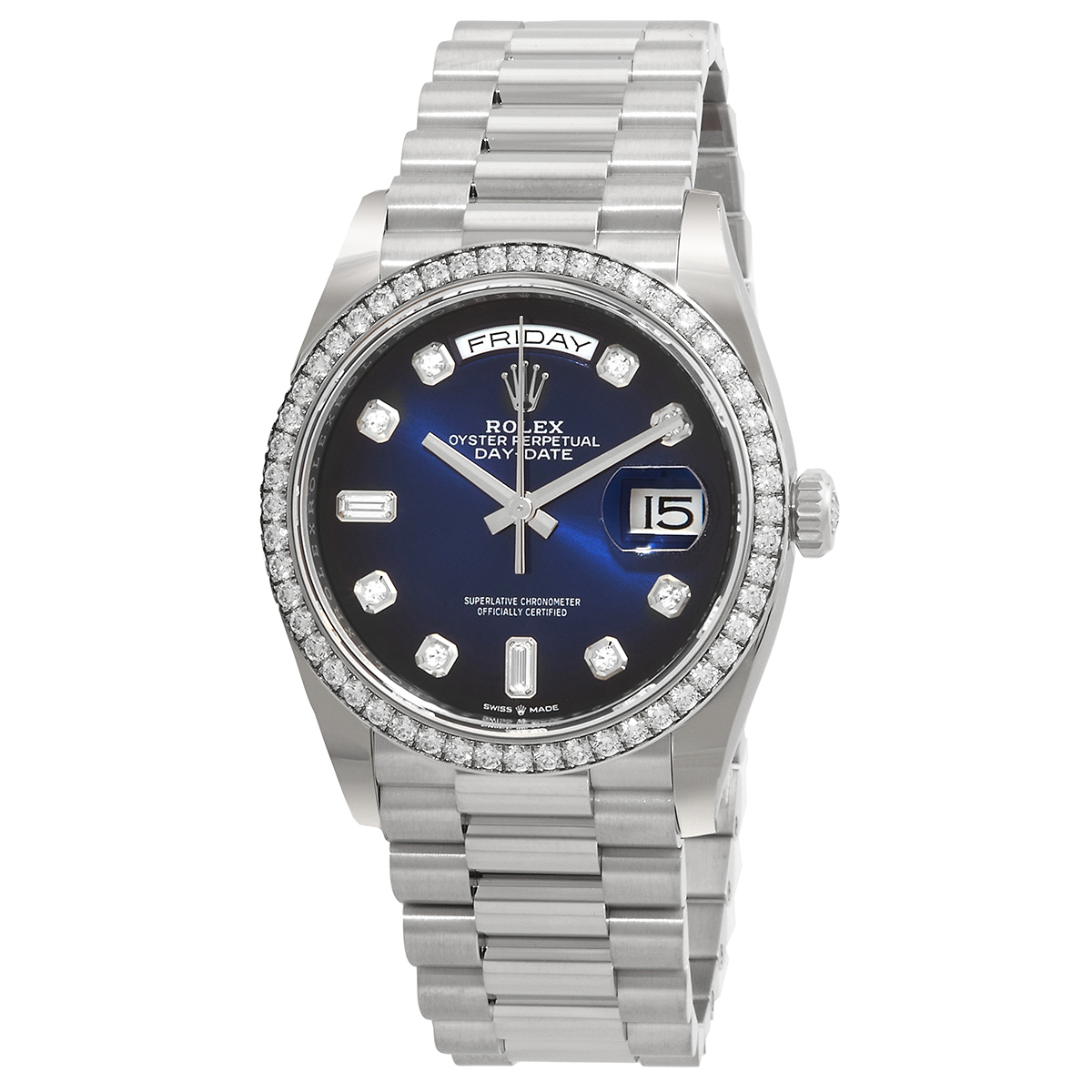 Preowned Rolex DayDate Diamond Blue Dial Unisex Watch M128349RBR0010