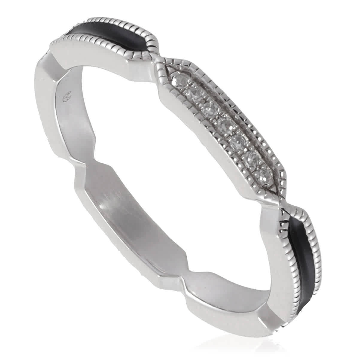 Diamanti Per Tutti Ladies Silver / Black Black Vibration Ring, Size 50