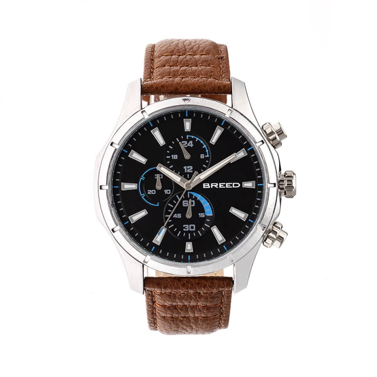 Breed Lacroix Chronograph Black Dial Brown Leather Mens Watch 6802 130$