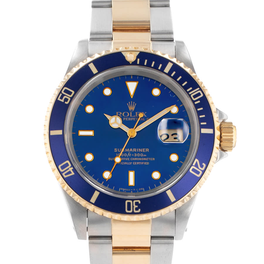 Preowned Rolex Submariner Automatic Chronometer Blue Dial Mens Watch 16613 BLSO