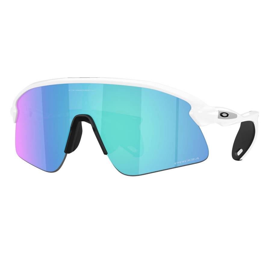 Oakley Stunt Devil OO9517 Prizm Grey Mirror Sunglasses - Matte White/Prizm Sapphire Mirror - Large