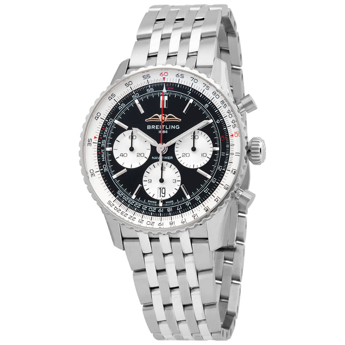 Breitling Navitimer Chronograph Automatic Chronometer Black Dial Mens Watch AB0138211B1A1