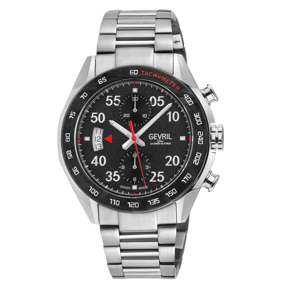 Gevril Ascari Chronograph Automatic Black Dial Mens Watch 48310B