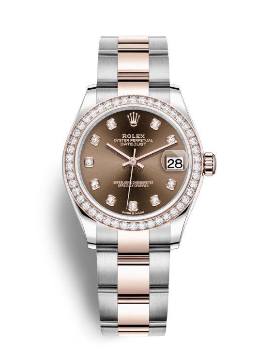 Rolex Datejust Chocolate Dial Automatic Ladies Steel and Everose Gold Oyster Watch 278381CHDO