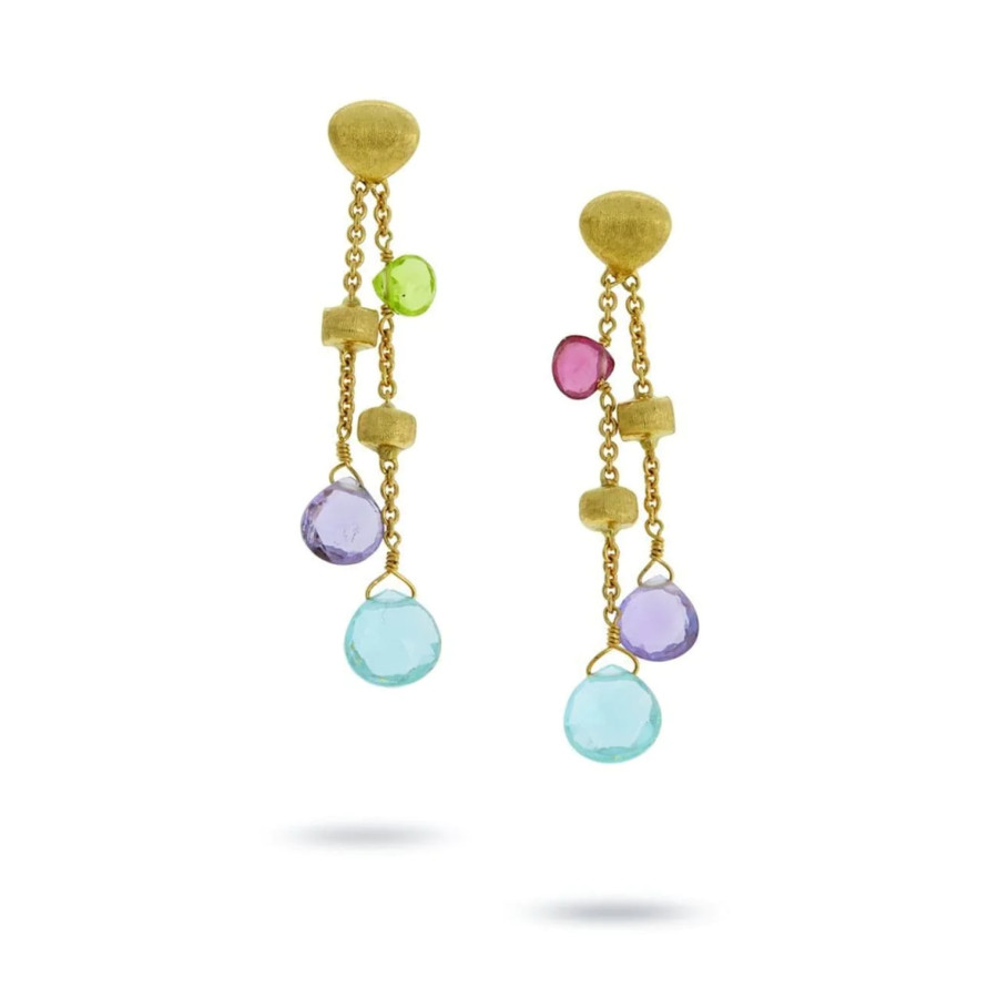 Marco Bicego 18k Gold Paradise Mixed Stone Drop Double Drop Earrings OB1553 MIX320 Y 02 1375$