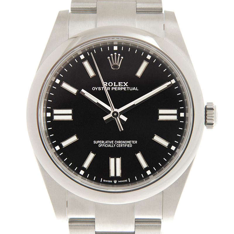 Preowned Rolex Oyster Perpetual Automatic Chronometer Black Dial Mens Watch 124300BKSO