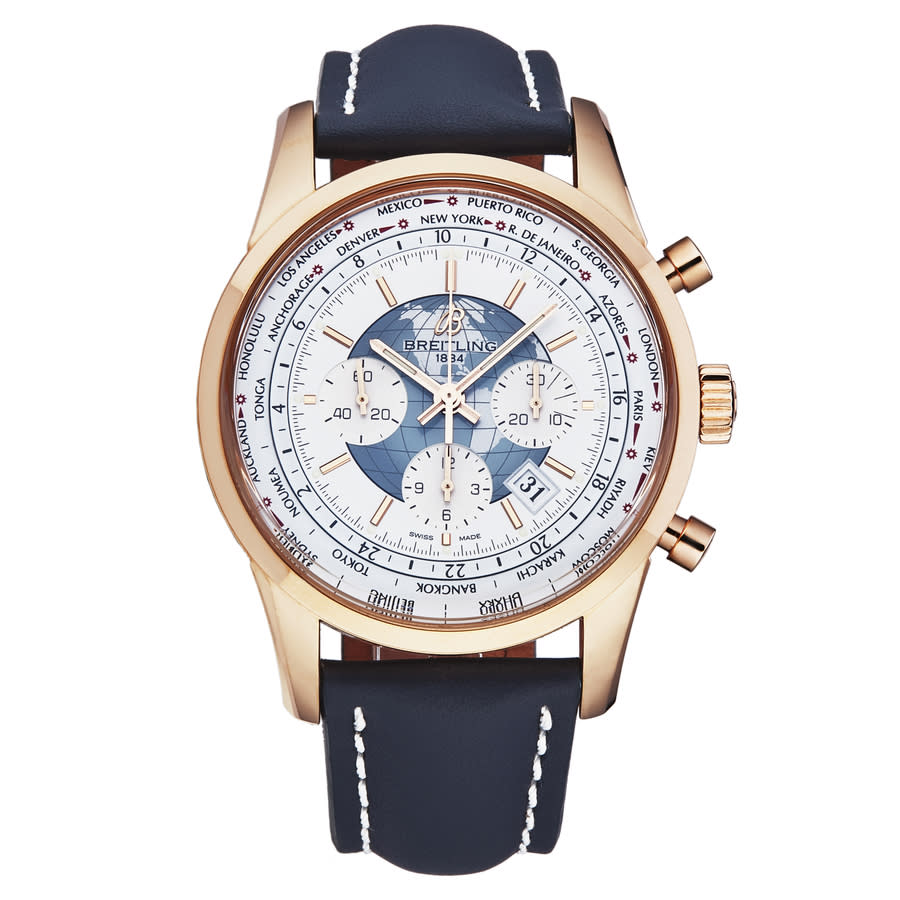 Breitling Transocean Unitime World Time Chronograph Automatic White Dial Mens Watch RB0510U0A733CS 15525$