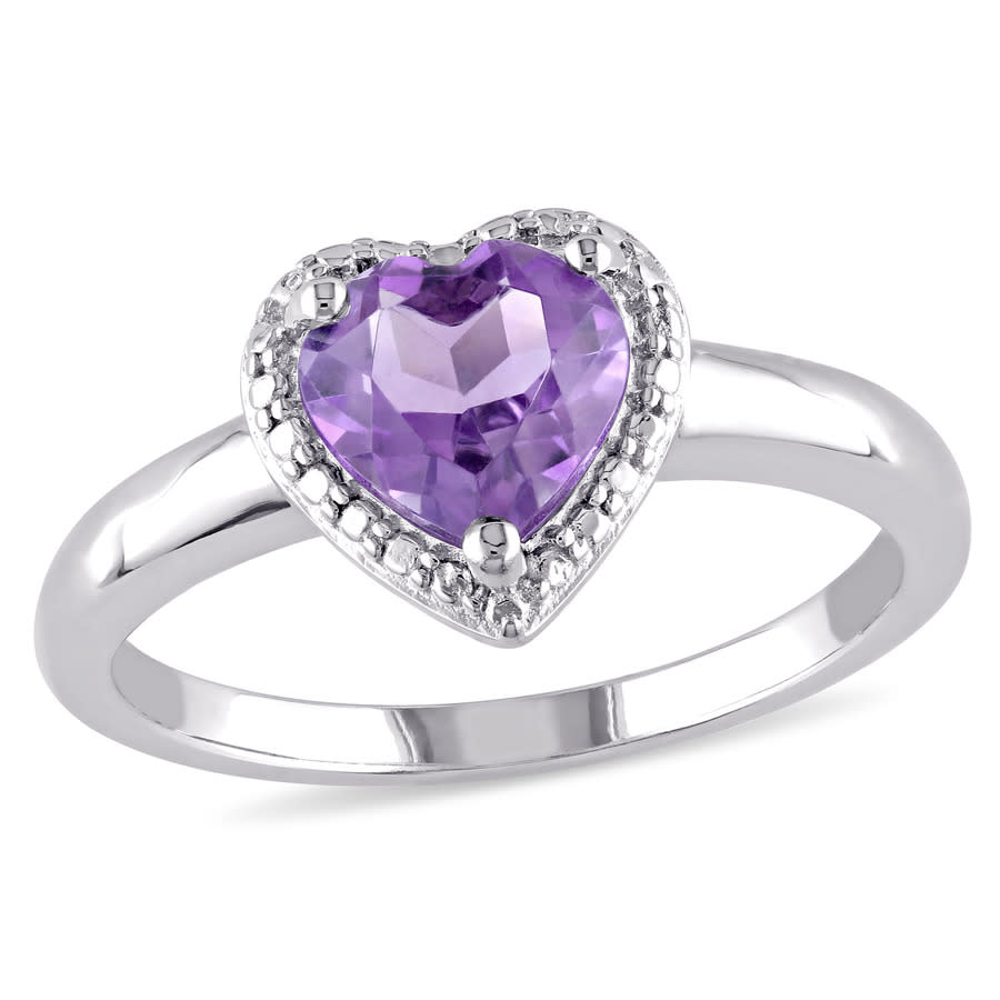 AMOUR Amethyst Heart Halo Ring In Sterling Silver 48$
