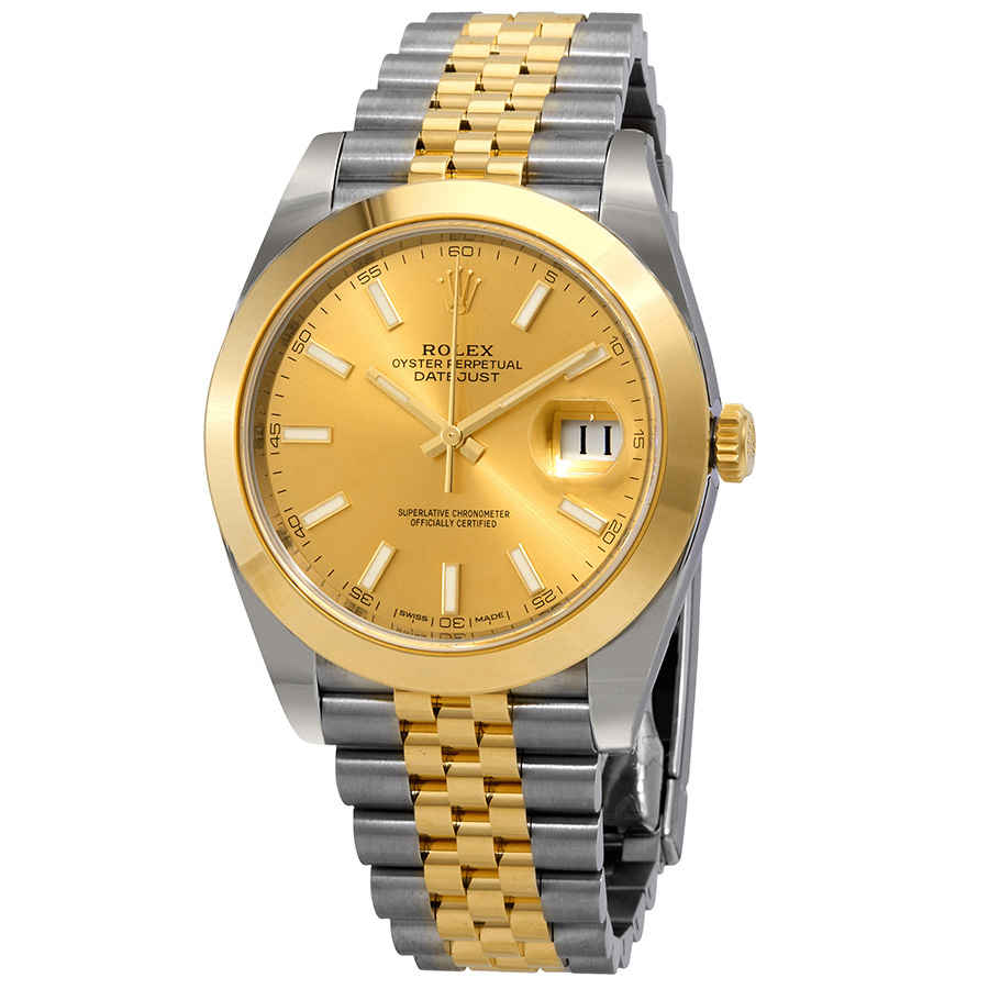 rolex datejust 41 champagne dial steel and 18k yellow gold jubilee bracelet mens watch 126303csj