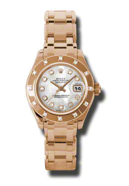 Rolex LadyDatejust Pearlmaster Mother Of Pearl Diamond Dial 18K Everose Gold Automatic Ladies Watch 80315MDPM