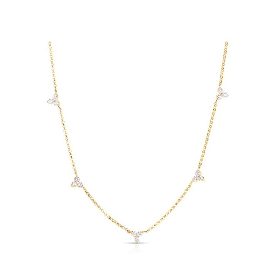 Roberto Coin Diamond Flower Five Station Necklace - 7773261AY17X
