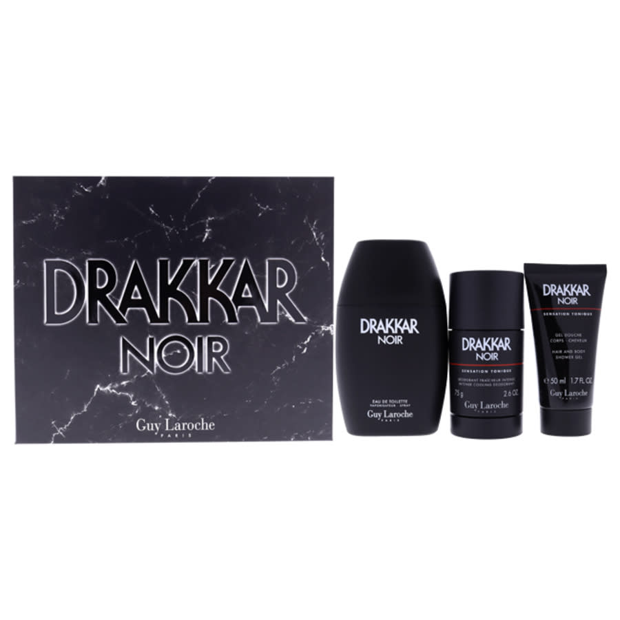 Drakkar Noir by Guy Laroche for Men - 3 Pc Gift Set 34oz EDT Spray 26oz Deodorant Stick 17oz Shower Gel 45$