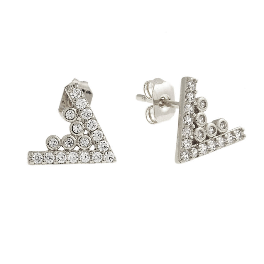 Sole du Soleil Lupine Collection Women's 18k WG Plated Triangle Stud Fashion Earrings