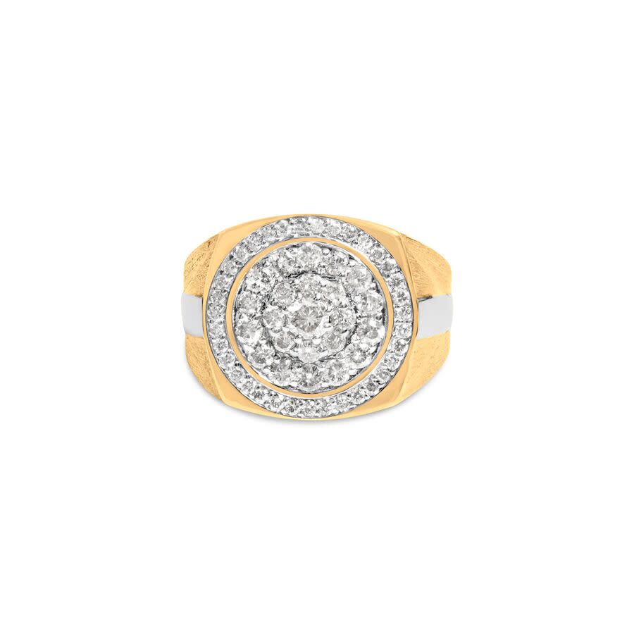 Haus of Brilliance 10K Yellow Gold 1 12 Cttw Diamond Cluster and Halo Signet Mens Ring K-L Color I1-I2 Clarity 3650$