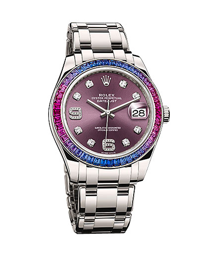 Rolex Datejust Red Grape Diamond Dial 18K White Gold Automatic Mens Watch 86349PUDPM