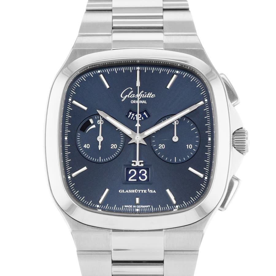 Pre-owned Glashutte Original Seventies Chronograop Chronograph Automatic Blue Dial Mens Watch 1-37-02-08-02-70 12500$