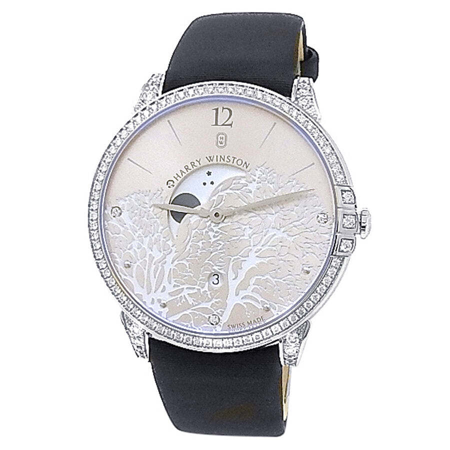 Pre-owned Harry Winston Midnight Diamond Silver Sunray Dial Mens Watch MIDQMP39WW001 14250$