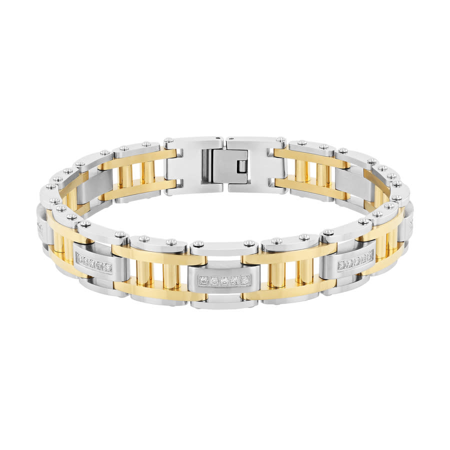 Robert Alton 12CTW Diamond Stainless Steel With Two-Tone Finish Mens Link Bracelet 610$