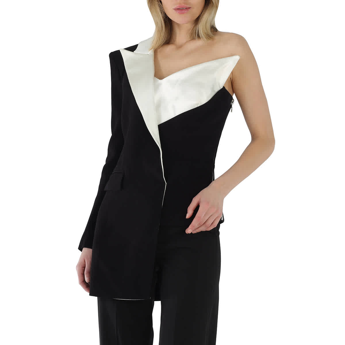 balmain one shoulder blazer dress