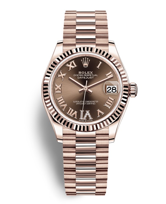 Rolex Datejust 31 Automatic 18kt Everose Gold Diamond Chocolate Dial Ladies Watch 2782750025