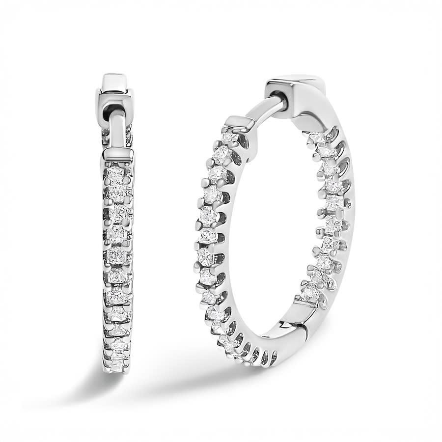 Haus of Brilliance 925 Sterling Silver 12 Cttw Princess Diamond Inside Out Hoop Earrings G-H Color VS2-SI1 Clarity 530$