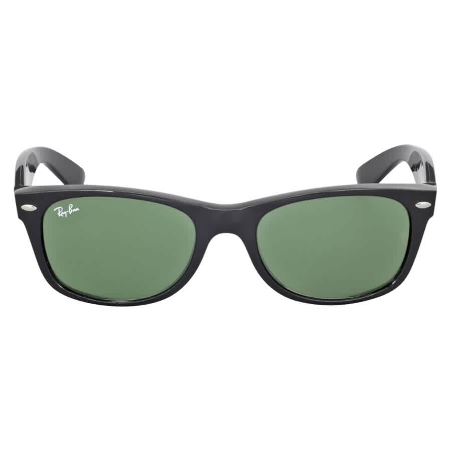 Ray-Ban Unisex Sunglass New Wayfarer Classic - Frame color: Black, Lens color: G-15 Green