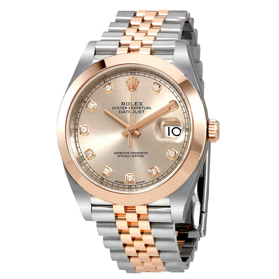 Rolex Datejust Sundust Diamond Steel and 18K Everose Gold Mens Watch 126301SNDJ