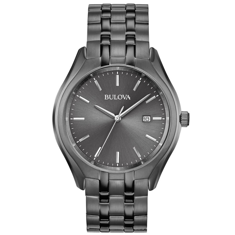 Bulova Ion-Plated Quartz Grey Dial Mens Watch 98B288 209$