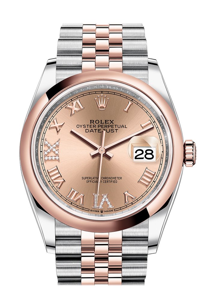Rolex Datejust 36 Automatic Pink Diamond Dial Mens Steel and 18K Everose Gold Jubilee Watch 126201PKRDJ