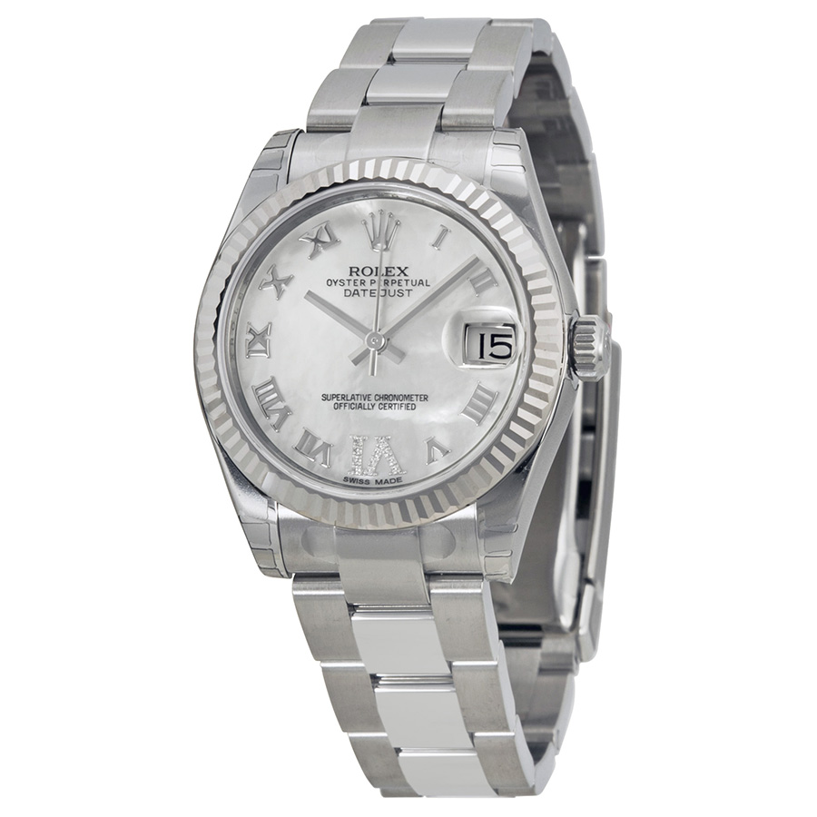 preowned rolex datejust lady 31 mother of pearl dial ladies watch 178274mrdo