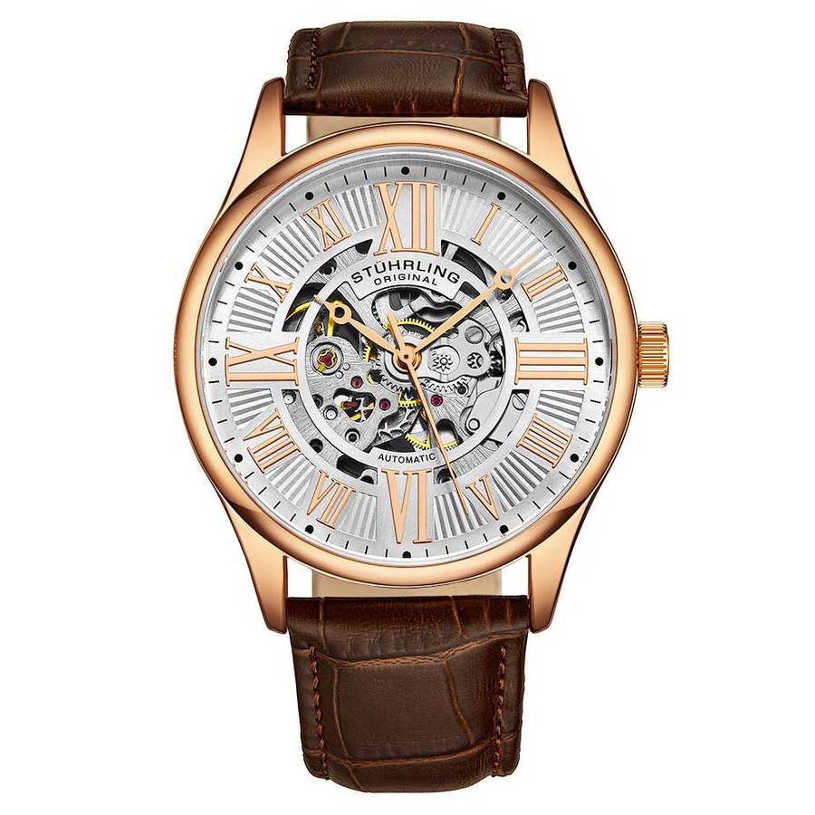Stuhrling Original Legacy Silver Dial Brown Leather Mens Watch M15730 125$